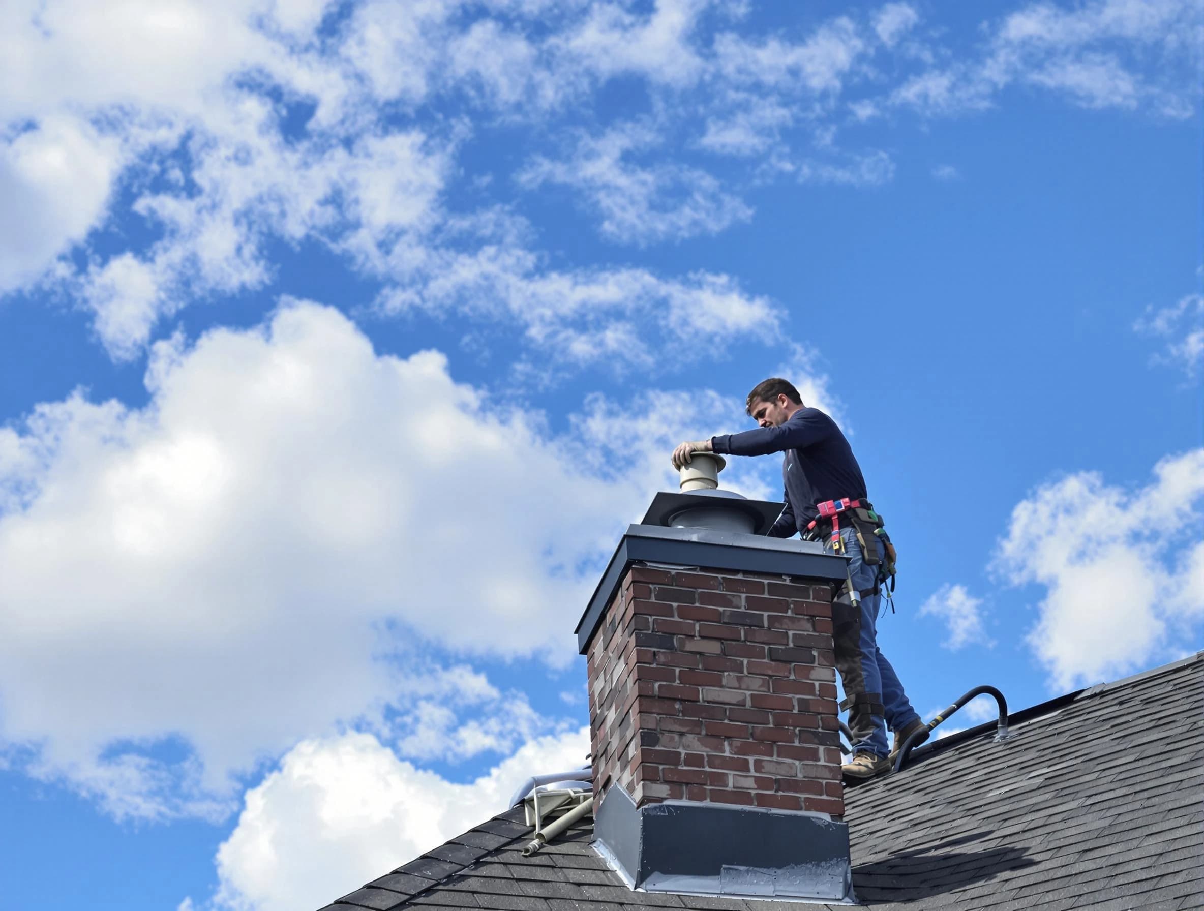 Belleville Chimney Sweep installing a sturdy chimney cap in Belleville, NJ