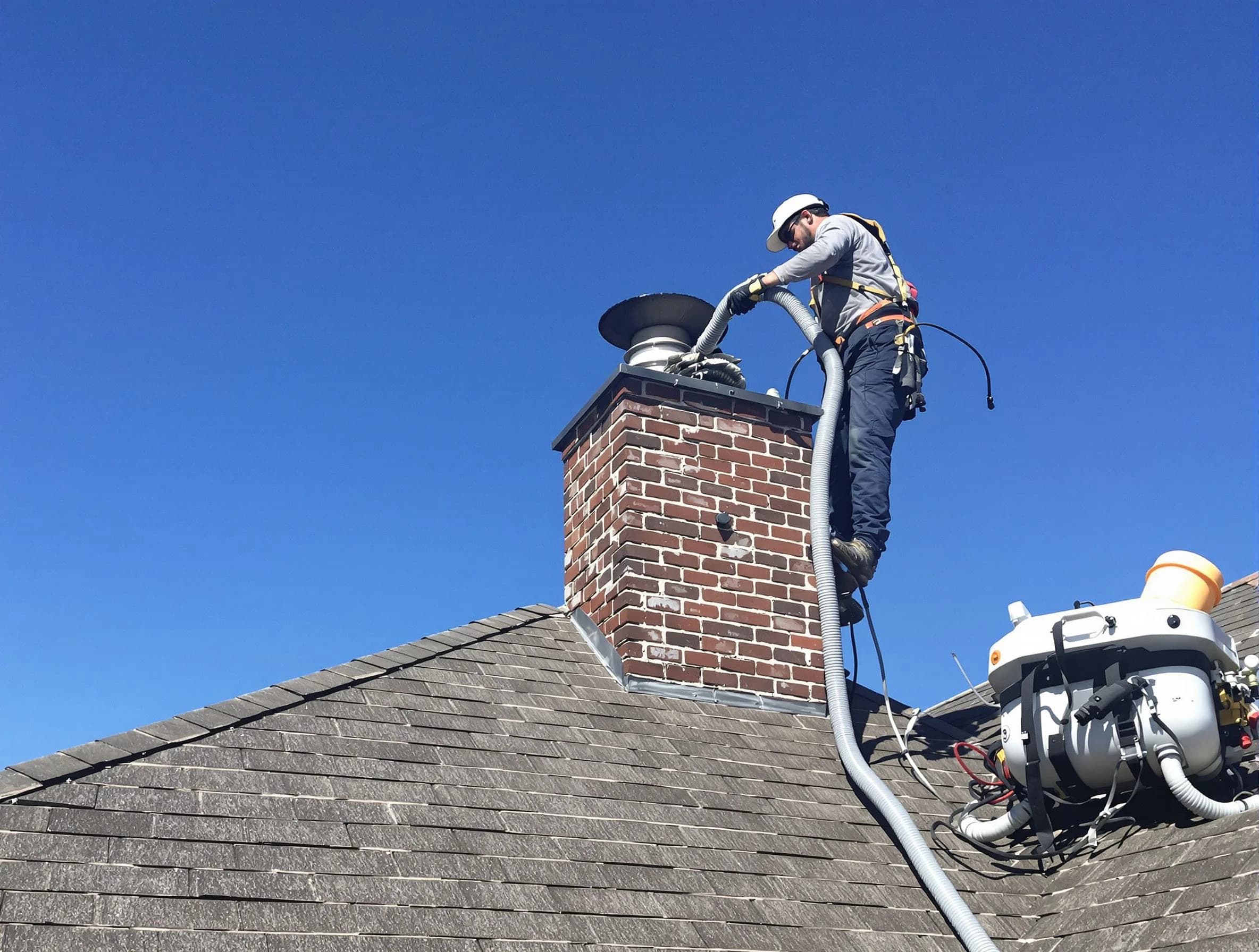 Dedicated Belleville Chimney Sweep team member cleaning a chimney in Belleville, NJ