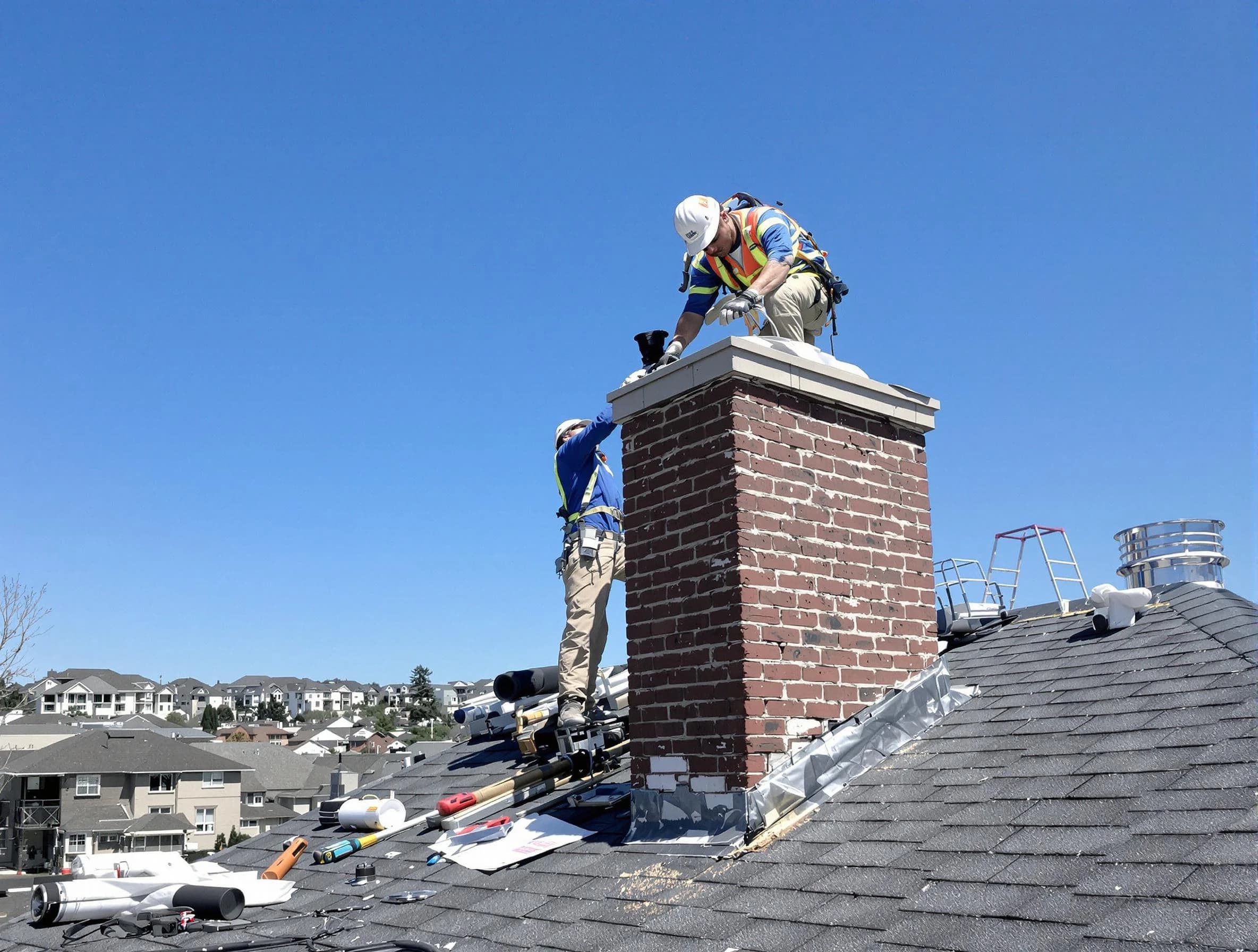 Belleville Chimney Sweep repairing a chimney crown in Belleville, NJ