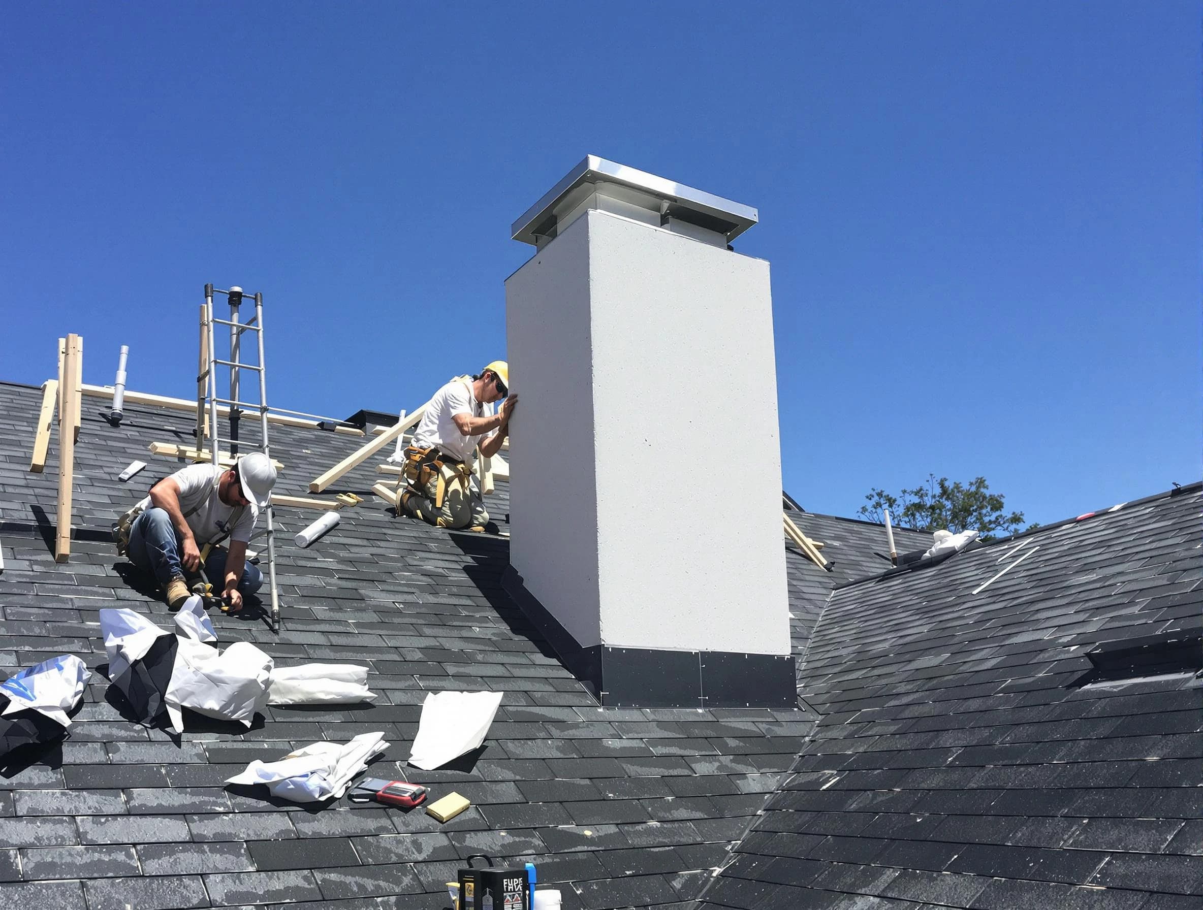 Belleville Chimney Sweep crew installing a new chimney in Belleville, NJ