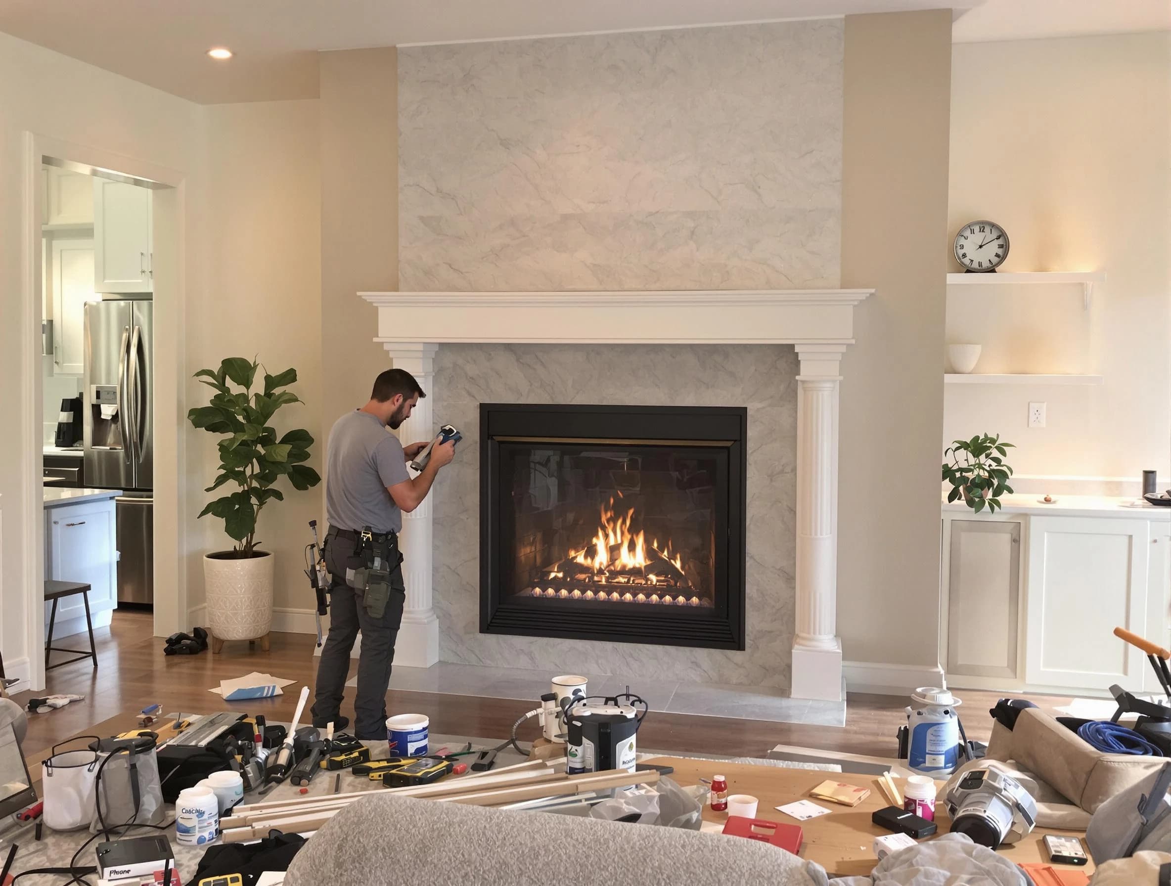 Newly installed fireplace by Belleville Chimney Sweep in Belleville, NJ