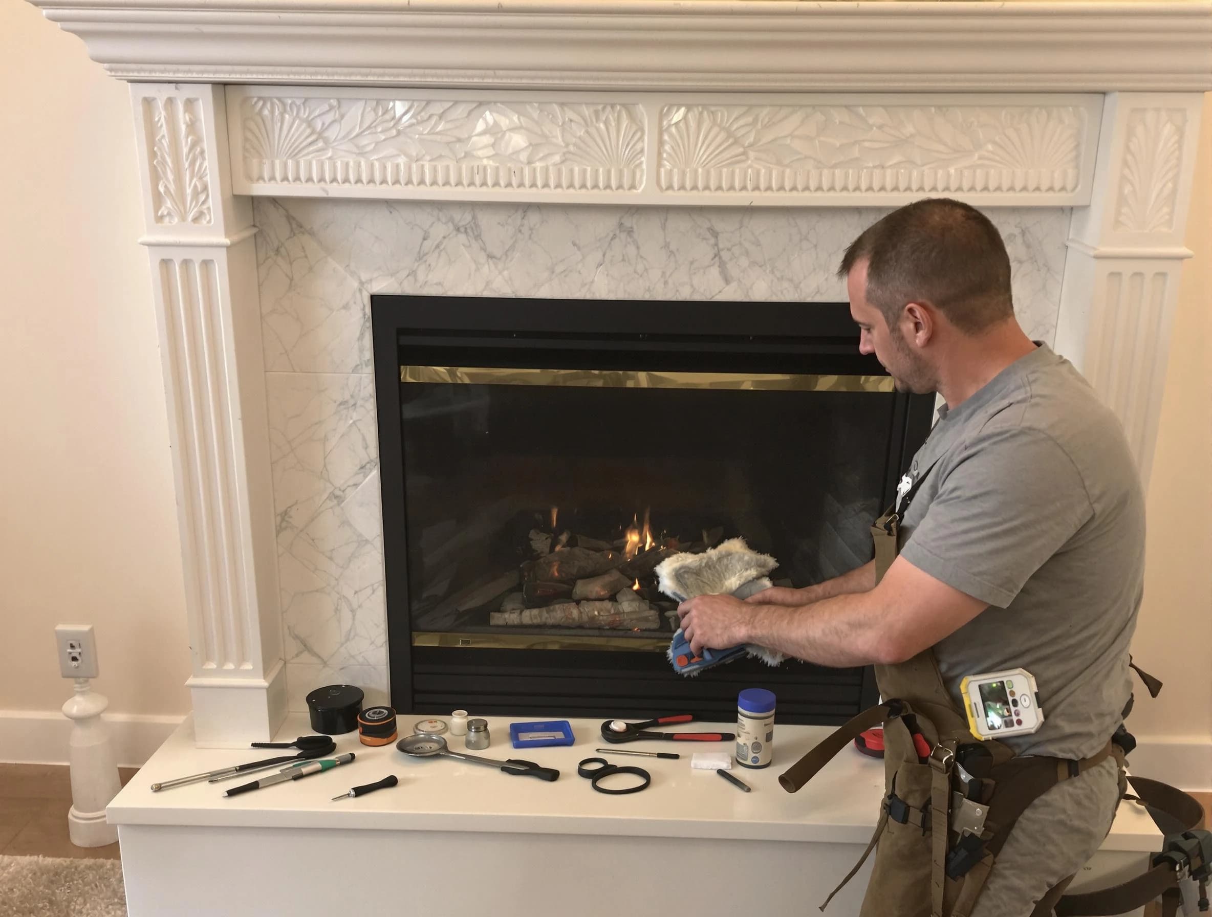 Belleville Chimney Sweep performing fireplace maintenance in Belleville, NJ